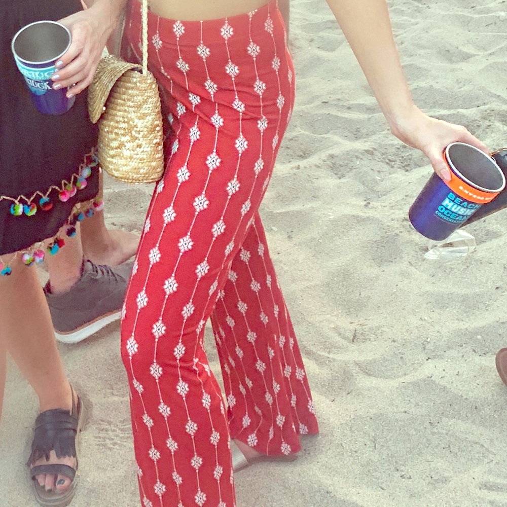 Red bell bottom festival pants